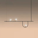GobekUsa Modern Black Glass Sphere Island Chandelier Light Fixture with Cream Accents - Ceiling Mounted Artistic Lighting