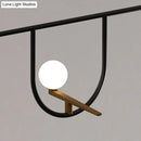 GobekUsa Modern Black Glass Sphere Island Chandelier Light Fixture with Cream Accents - Ceiling Mounted Artistic Lighting