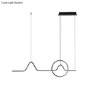 GobekUsa Modern Black/Gold Aluminum Linear LED Island Lighting with Sun and Mountain Design - Warm/White Light