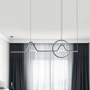 GobekUsa Modern Black/Gold Aluminum Linear LED Island Lighting with Sun and Mountain Design - Warm/White Light