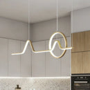 GobekUsa Modern Black/Gold Aluminum Linear LED Island Lighting with Sun and Mountain Design - Warm/White Light