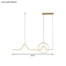 GobekUsa Modern Black/Gold Aluminum Linear LED Island Lighting with Sun and Mountain Design - Warm/White Light