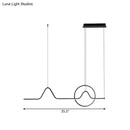 GobekUsa Modern Black/Gold Aluminum Linear LED Island Lighting with Sun and Mountain Design - Warm/White Light