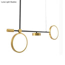 GobekUsa Modern Black-Gold LED Pendant Light for Island, Metal, Round Shape - Warm/White Illumination