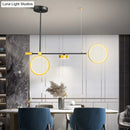 GobekUsa Modern Black-Gold LED Pendant Light for Island, Metal, Round Shape - Warm/White Illumination