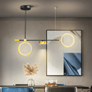 GobekUsa Modern Black-Gold LED Pendant Light for Island, Metal, Round Shape - Warm/White Illumination