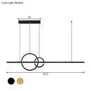 GobekUsa Modern Black/Gold Ring and Bar Metallic LED Island Pendant Lamp for Minimalist Kitchen Lighting
