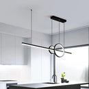 GobekUsa Modern Black/Gold Ring and Bar Metallic LED Island Pendant Lamp for Minimalist Kitchen Lighting