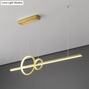 GobekUsa Modern Black/Gold Ring and Bar Metallic LED Island Pendant Lamp for Minimalist Kitchen Lighting