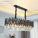 GobekUsa Modern Black Island Pendant Lamp with Smoke Faceted Crystal Prism Layers