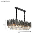 GobekUsa Modern Black Island Pendant Lamp with Smoke Faceted Crystal Prism Layers