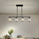 GobekUsa Modern Black Metal Island Chandelier with Cylindrical Crystal Shade - 3/4 Heads