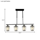 GobekUsa Modern Black Metal Island Chandelier with Cylindrical Crystal Shade - 3/4 Heads
