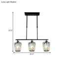 GobekUsa Modern Black Metal Island Chandelier with Cylindrical Crystal Shade - 3/4 Heads