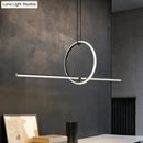 GobekUsa Modern Black Metal Stick and Ring LED Pendant Lamp for Dining Room Island