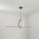 GobekUsa Modern Black Metal Stick and Ring LED Pendant Lamp for Dining Room Island