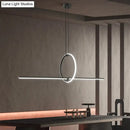 GobekUsa Modern Black Metal Stick and Ring LED Pendant Lamp for Dining Room Island