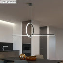 GobekUsa Modern Black Metal Stick and Ring LED Pendant Lamp for Dining Room Island