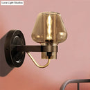 GobekUsa Modern Black Mushroom Wall Sconce with Amber Glass - Bedroom Lighting Fixture