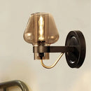 GobekUsa Modern Black Mushroom Wall Sconce with Amber Glass - Bedroom Lighting Fixture