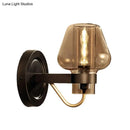 GobekUsa Modern Black Mushroom Wall Sconce with Amber Glass - Bedroom Lighting Fixture