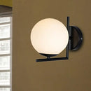 GobekUsa Modern Black Opal Glass Globe Wall Mounted Light Fixture with Frame Decoration