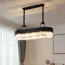 GobekUsa Modern Black Oval Island Chandelier with Clear Crystal Blocks - 8 Heads, Ideal for Dining Room