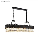 GobekUsa Modern Black Oval Island Chandelier with Clear Crystal Blocks - 8 Heads, Ideal for Dining Room