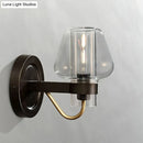 GobekUsa Modern Black Wall Sconce with Clear Glass Mushroom Shade - 1 Light Bedroom Lighting Fixture