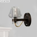 GobekUsa Modern Black Wall Sconce with Clear Glass Mushroom Shade - 1 Light Bedroom Lighting Fixture