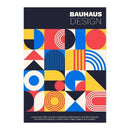 Vintage orange bauhaus canvas print living room white modernism art by Decorbites