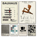 Bauhaus geometric orange & teal minimalist canvas print living room by Decorbites