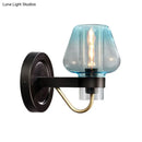 GobekUsa Modern Blue Glass Wall Sconce with Tapered Shade & 1 Light - Perfect for Your Bedroom!