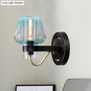 GobekUsa Modern Blue Glass Wall Sconce with Tapered Shade & 1 Light - Perfect for Your Bedroom!