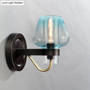 GobekUsa Modern Blue Glass Wall Sconce with Tapered Shade & 1 Light - Perfect for Your Bedroom!