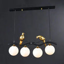 GobekUsa Modern Branch Island Pendant Light with Ball Glass Shade and Bird Deco - Metal 4-Light Fixture for Dining Room