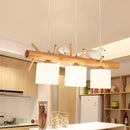 GobekUsa Modern Branch Island Pendant Light with LED, Wood Dining Room Ceiling Light and Cream Glass Shade