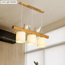 GobekUsa Modern Branch Island Pendant Light with LED, Wood Dining Room Ceiling Light and Cream Glass Shade