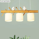 GobekUsa Modern Branch Island Pendant Light with LED, Wood Dining Room Ceiling Light and Cream Glass Shade