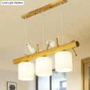 GobekUsa Modern Branch Island Pendant Light with LED, Wood Dining Room Ceiling Light and Cream Glass Shade