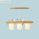 GobekUsa Modern Branch Island Pendant Light with LED, Wood Dining Room Ceiling Light and Cream Glass Shade
