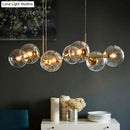 GobekUsa Modern Brass Island Light with Dome Glass Shades - 8-Light Dining Room Suspension Lighting