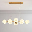 GobekUsa Modern Brass Island Light with Dome Glass Shades - 8-Light Dining Room Suspension Lighting