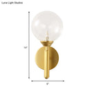 GobekUsa Modern Brass Wall Sconce Light - Clear Glass Sphere for Bedroom