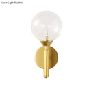 GobekUsa Modern Brass Wall Sconce Light - Clear Glass Sphere for Bedroom