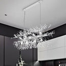 GobekUsa Modern Chrome Crystal Beaded Sprig Island Pendant Light with 12 Bulbs for Kitchen Hanging