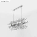 GobekUsa Modern Chrome Crystal Beaded Sprig Island Pendant Light with 12 Bulbs for Kitchen Hanging