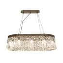 GobekUsa Modern Chrome Oval Island Lamp with Crystal Accents - 10 Head Suspension Pendant Light for Dining Room