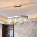 GobekUsa Modern Chrome Oval Island Lamp with Crystal Accents - 10 Head Suspension Pendant Light for Dining Room