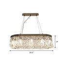 GobekUsa Modern Chrome Oval Island Lamp with Crystal Accents - 10 Head Suspension Pendant Light for Dining Room